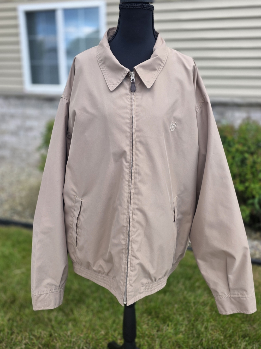 Chaps Mens XXL Tan Harrington Bomber Jacket Plaid Lined Preppy 2XL